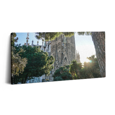 Imprimare tablou canvas 120x60 Parcul Sagrada Familia din Barcelona