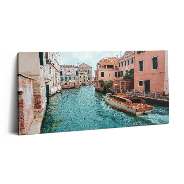 Imprimare tablou canvas 120x60 Barcă cu motor pe râu