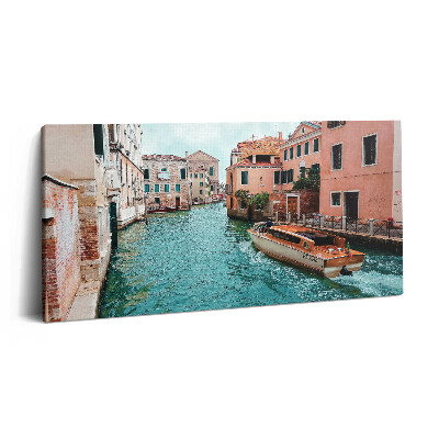 Imprimare tablou canvas 120x60 Barcă cu motor pe râu