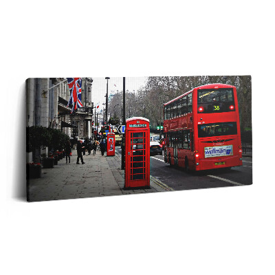 Imprimare tablou canvas 120x60 Autobuz și cabină telefonică englezească