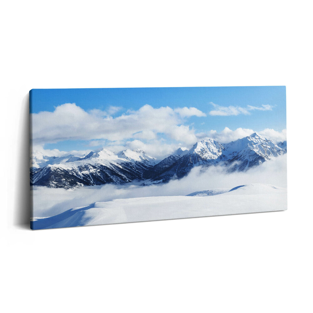 Imprimare tablou canvas 120x60 Panoramă a munților de iarnă din Alpii francezi