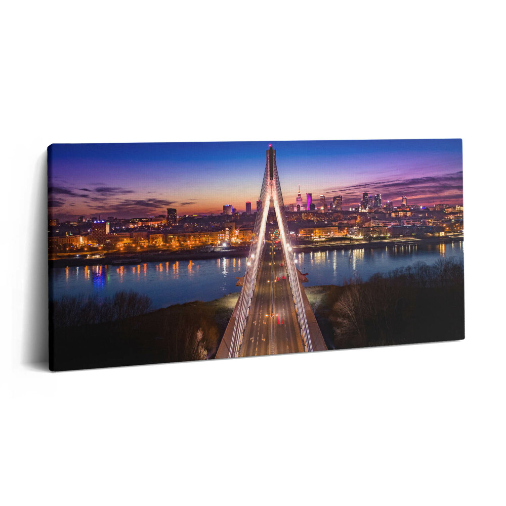 Imprimare tablou canvas 120x60 Podul și orașul seara