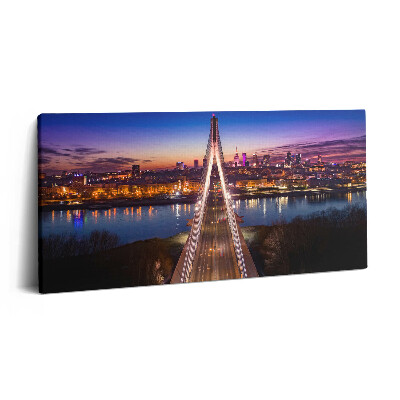 Imprimare tablou canvas 120x60 Podul și orașul seara