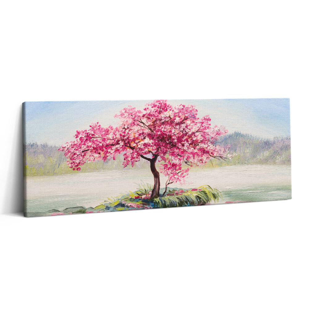 Print pe canvas 125x50 Mozaic care înfățișează un copac înflorit al îndrăgostiților