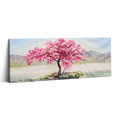 Print pe canvas 125x50 Mozaic care înfățișează un copac înflorit al îndrăgostiților