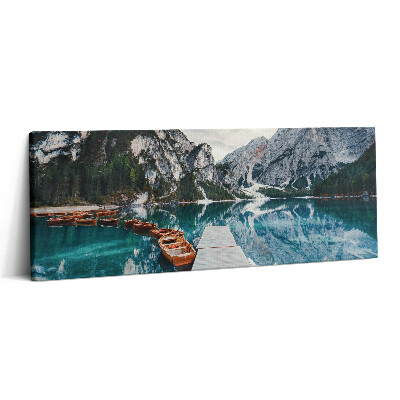 Print pe canvas 125x50 O barcă pe un lac din munți