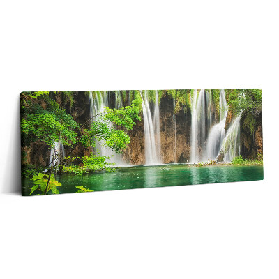 Print pe canvas 125x50 Natură - cascadă și vegetație lac