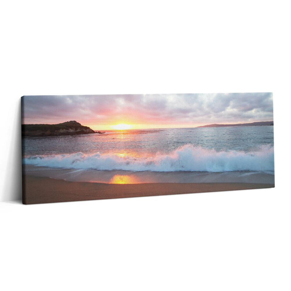 Print pe canvas 125x50 Plaja la mare și apusul soarelui