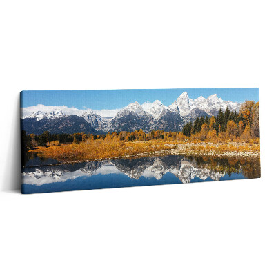 Print pe canvas 125x50 Lac de munte și copaci de toamnă
