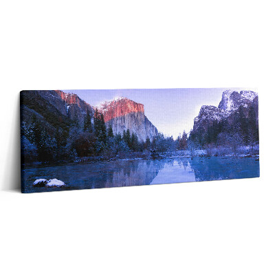 Print pe canvas 125x50 Peisaj lacustru de iarnă