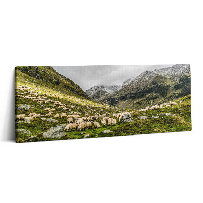 Print pe canvas 125x50 Oi într-o pajiște de munte