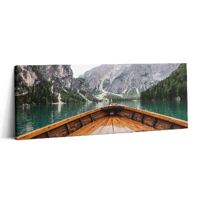 Print pe canvas 125x50 O barcă pe un lac de munte