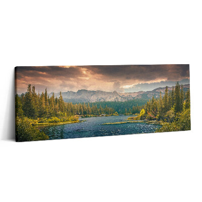 Print pe canvas 125x50 Peisaj forestier munți și lac