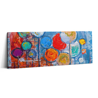 Print pe canvas 125x50 Abstracție - cercuri colorate pictate