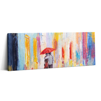 Print pe canvas 125x50 Concept abstract al lumii - cuplu în ploaie