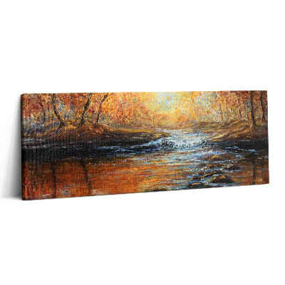 Print pe canvas 125x50 Pădure de toamnă pictată cu vopsele