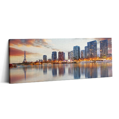 Print pe canvas 125x50 Panoramă a Parisului cu Turnul Eiffel
