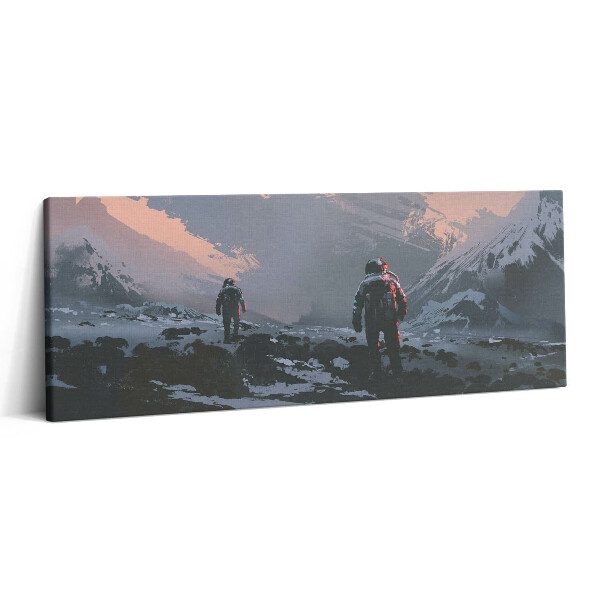 Print pe canvas 125x50 Astronauții și Calea Lactee