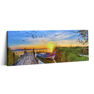 Print pe canvas 125x50 Vedere a lacului și a apusului de soare