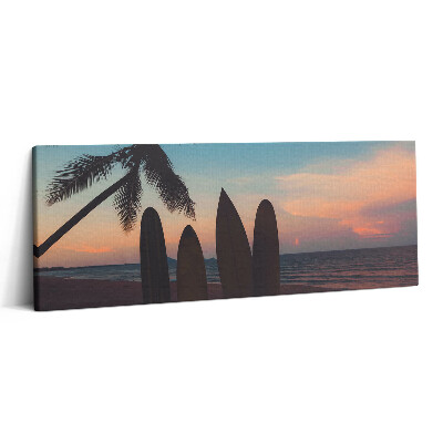 Print pe canvas 125x50 Surfing pe o plajă tropicală