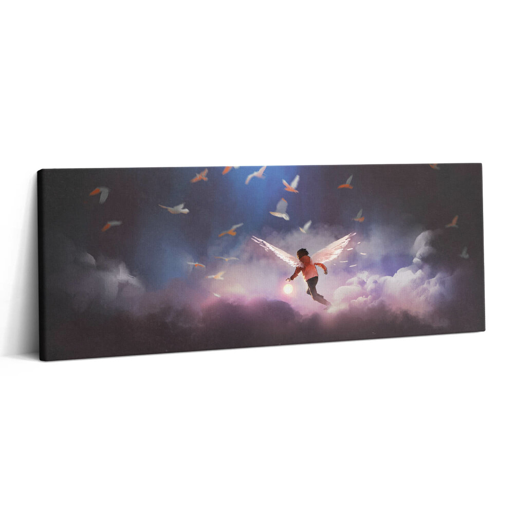 Print pe canvas 125x50 Băiat cu aripi de înger