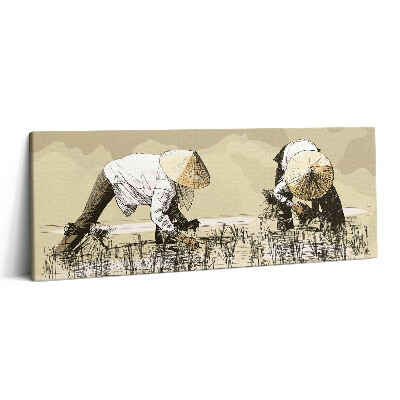 Print pe canvas 125x50 Două femei recoltează orez în Asia