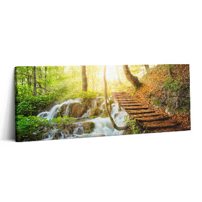 Print pe canvas 125x50 Pârâu și scări în pădure