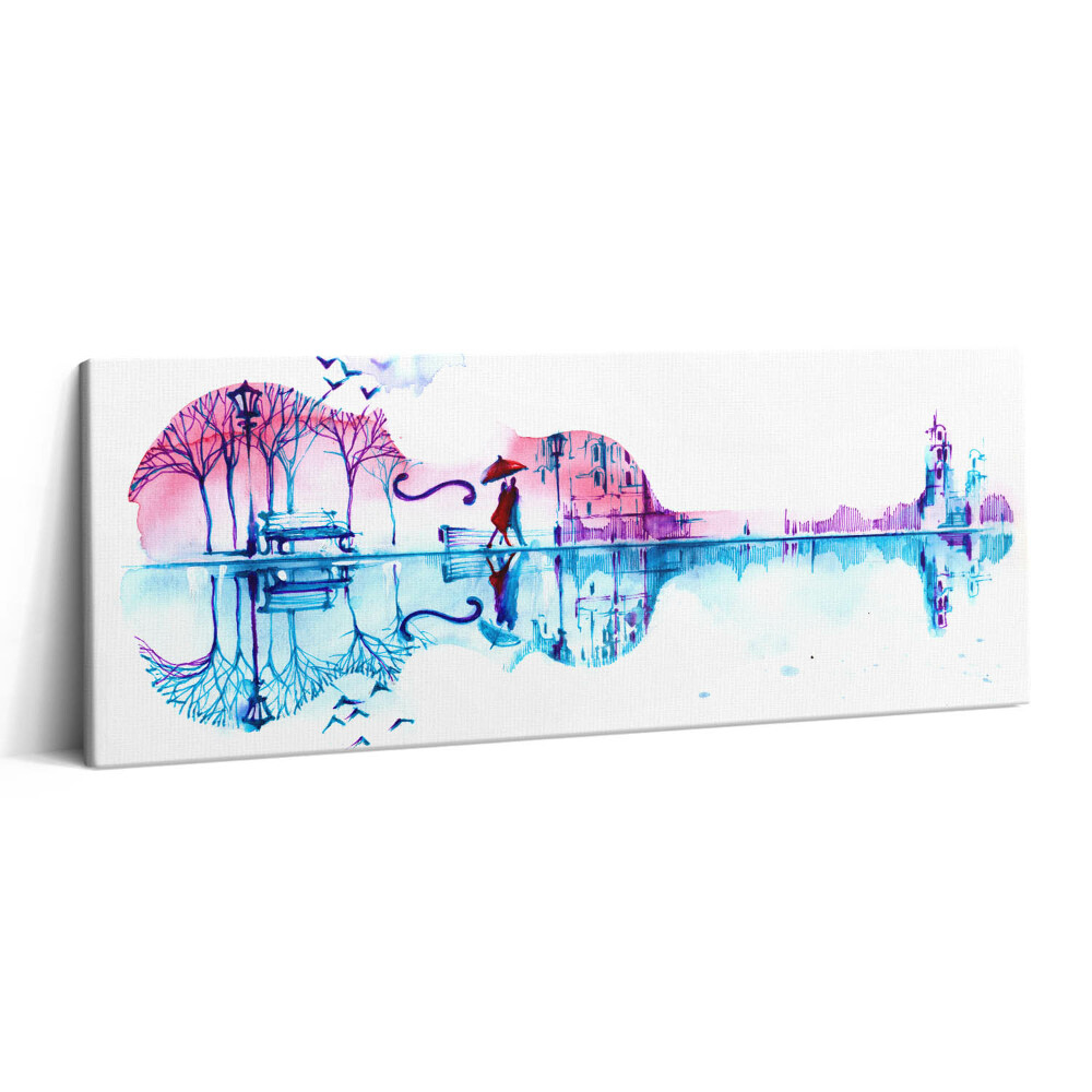 Print pe canvas 125x50 Pictând violoncelul cu parcul