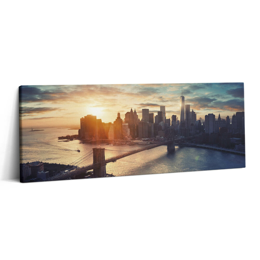 Print pe canvas 125x50 New York Manhattan și apus de soare