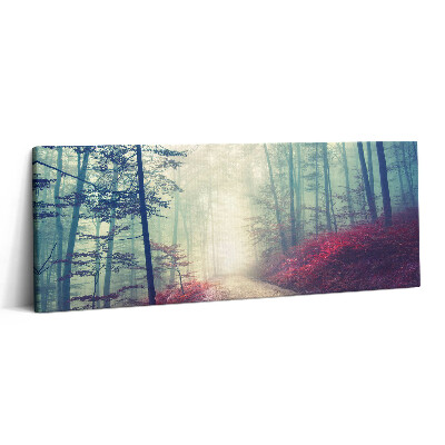 Print pe canvas 125x50 Drum în pădurea cețoasă de toamnă