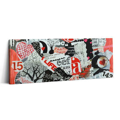 Print pe canvas 125x50 Moodboard cu inimioare