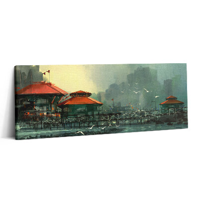 Print pe canvas 125x50 Sat de pescari