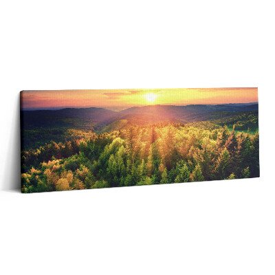 Print pe canvas 125x50 Apus de soare peste dealurile pădurii