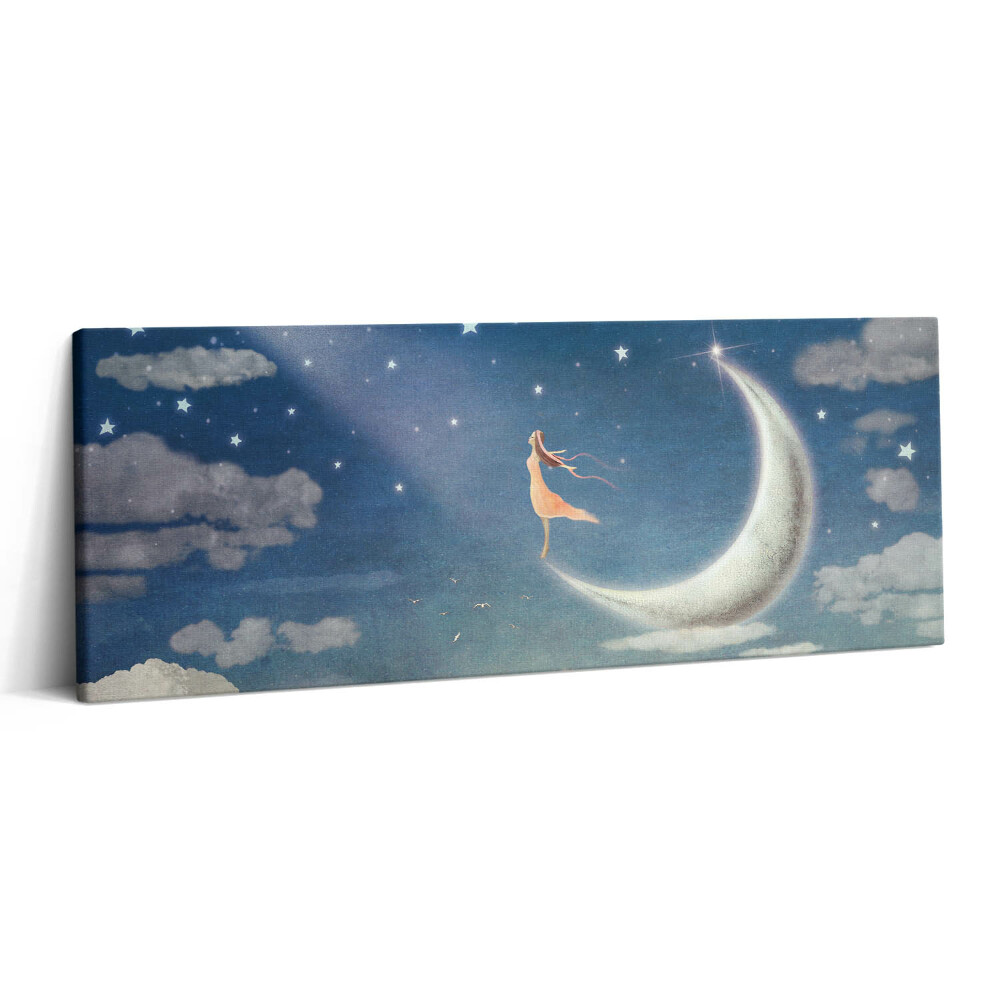 Print pe canvas 125x50 Fată pe lună și cerul nopții