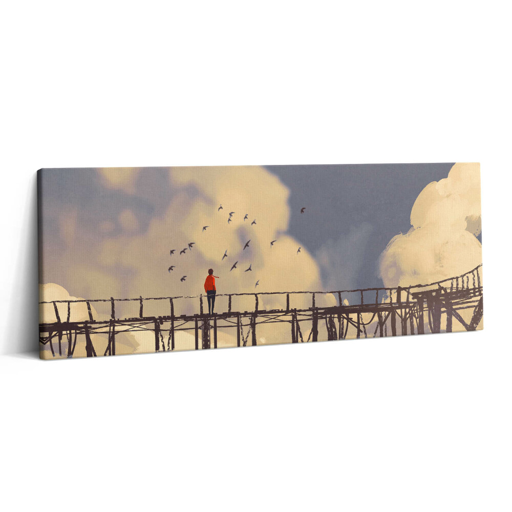 Print pe canvas 125x50 Bărbat pe podul vechi