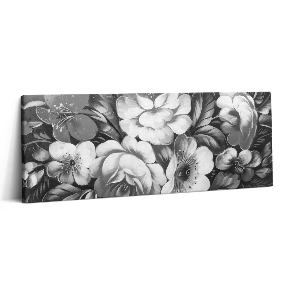 Print pe canvas 125x50 Flori albe și negre