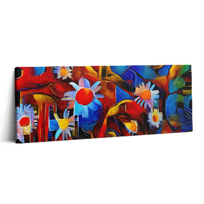 Print pe canvas 125x50 Artă cubistă - flori colorate