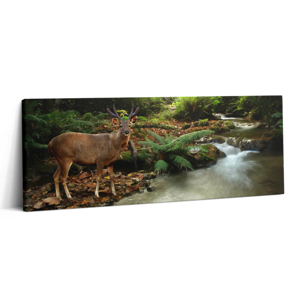 Print pe canvas 125x50 Pârâu tropical și cerbi