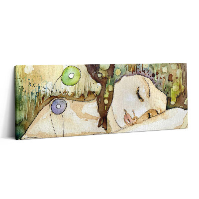 Print pe canvas 125x50 Pictură în acuarelă a unei fete frumoase