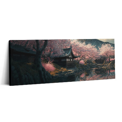 Print pe canvas 125x50 Frumoasă floare de cireș asiatică