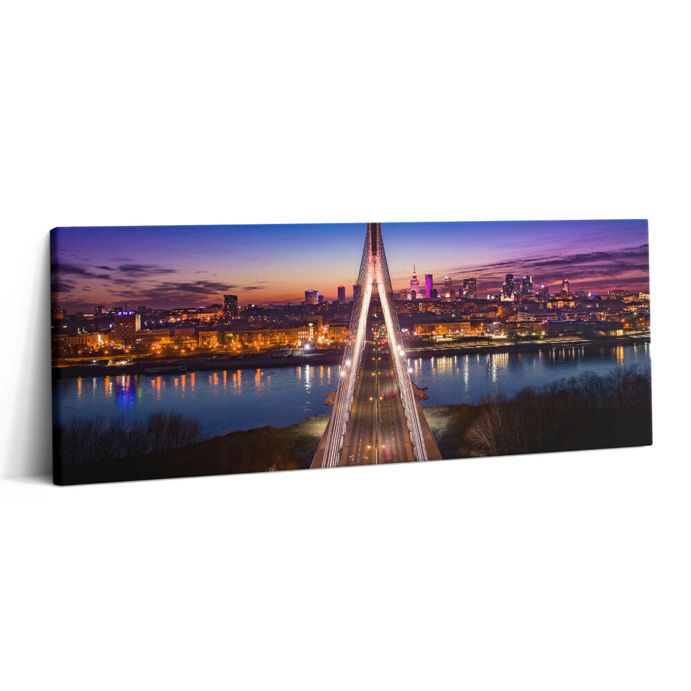 Print pe canvas 125x50 Podul și orașul seara