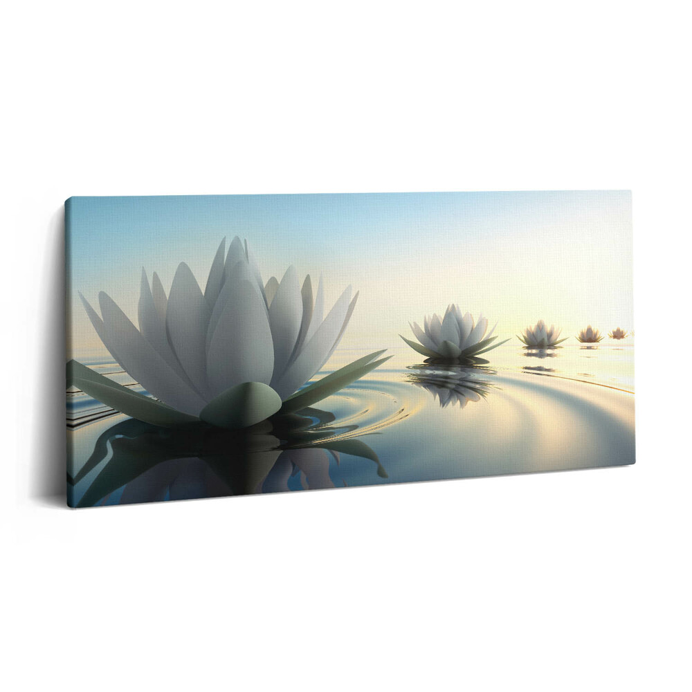 Print pe pânză 140x70 Flori de crin pe apă