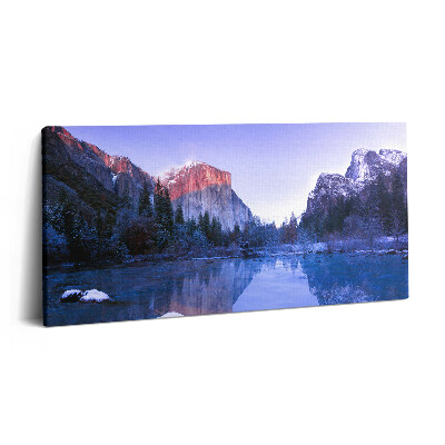 Print pe pânză 140x70 Peisaj lacustru de iarnă