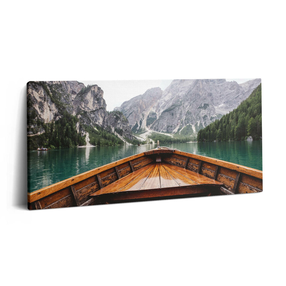 Print pe pânză 140x70 O barcă pe un lac de munte
