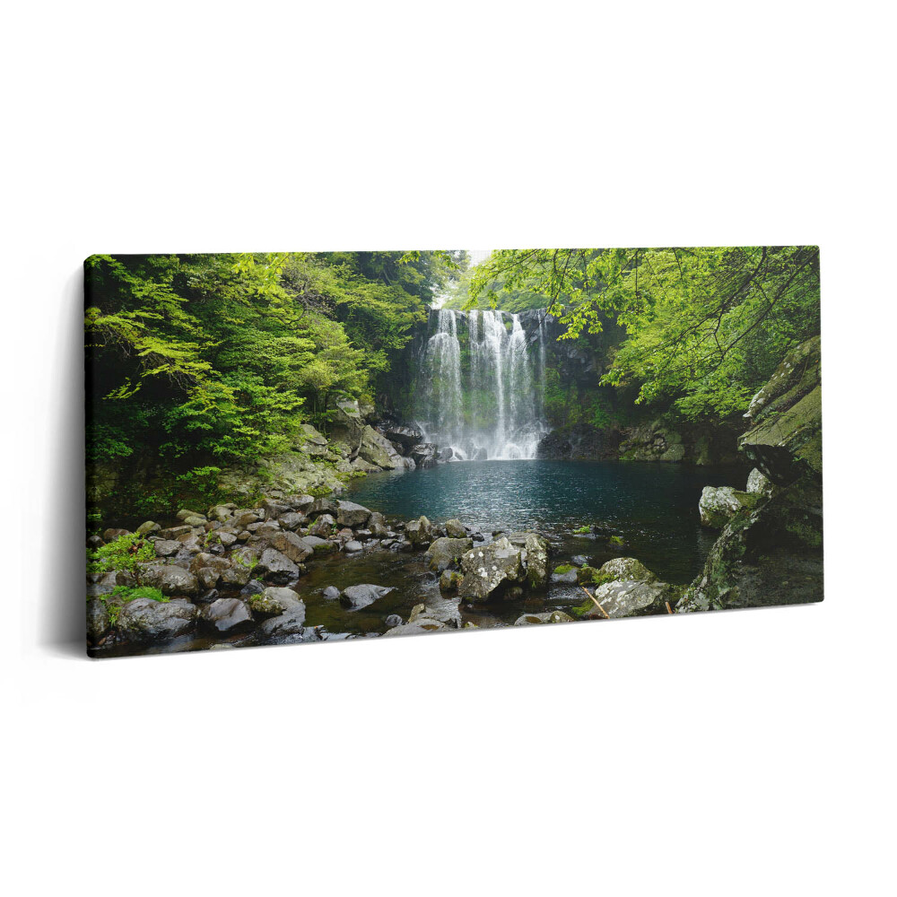 Print pe pânză 140x70 Cascadă și râu printre copaci