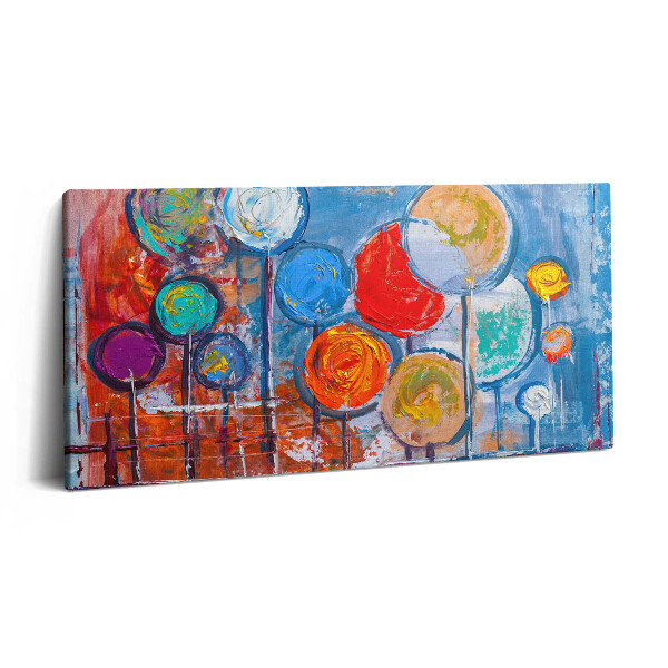 Print pe pânză 140x70 Abstracție - cercuri colorate pictate