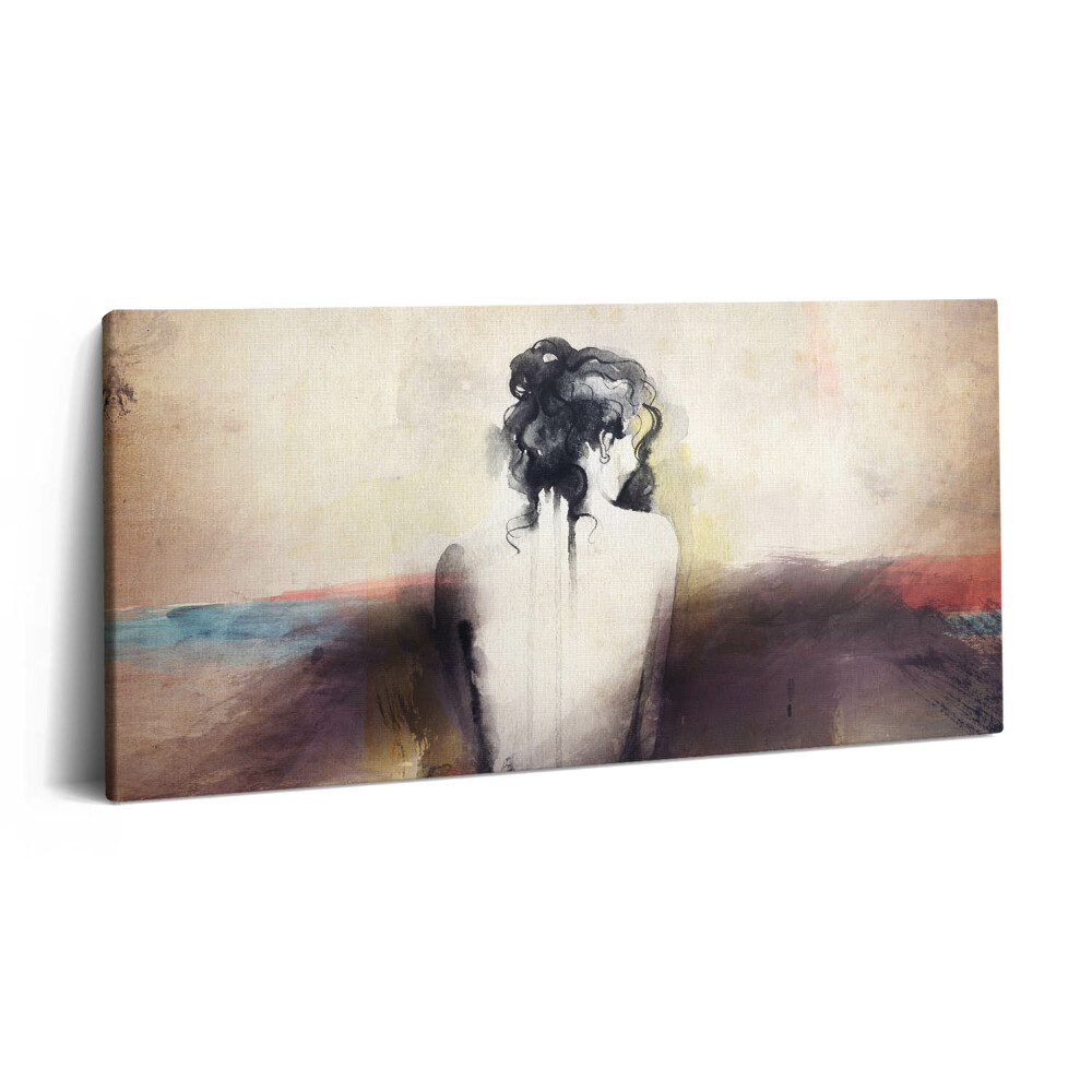 Print pe pânză 140x70 Acuarelă abstractă - portret de femeie