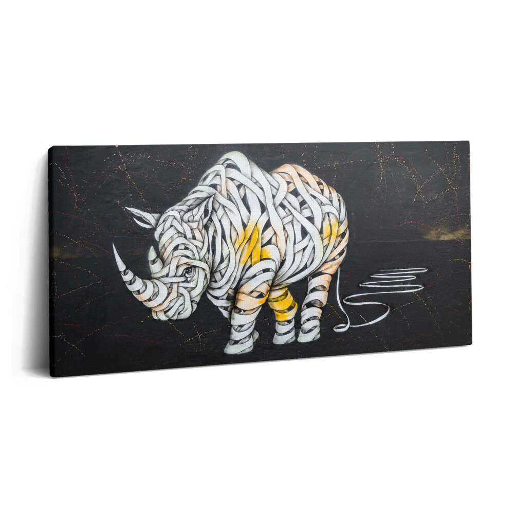 Print pe pânză 140x70 Vedere abstractă a rinocerului și a echipei