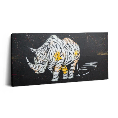 Print pe pânză 140x70 Vedere abstractă a rinocerului și a echipei