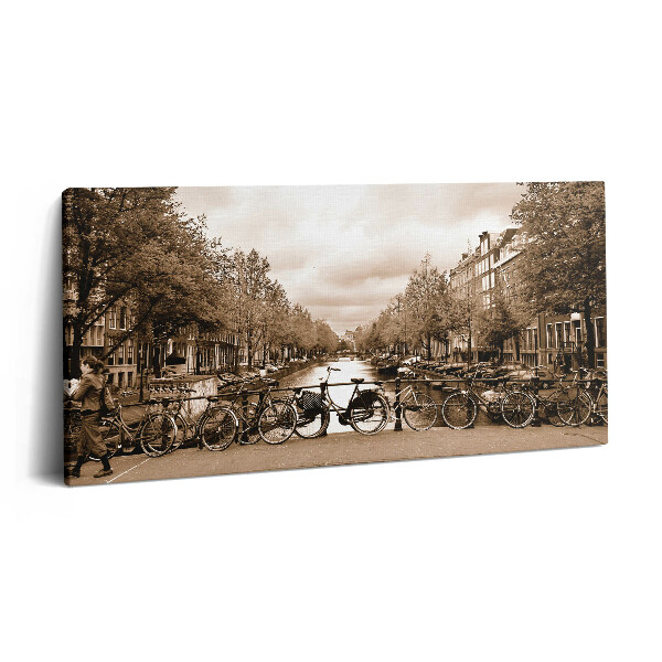Print pe pânză 140x70 Vedere a Amsterdamului cu bicicleta